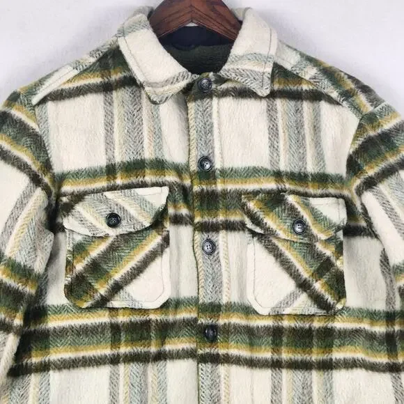 Lee Wald Weatherpal Plaid Wool Shirt Jacket Men's M Fleece Lined Vintage